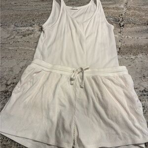 Tommy John Women's Ribbed White Pajama Set